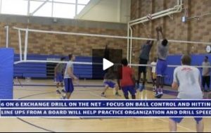 6 on 6 Exchange Drill on the Net at Uni High - Focus Ball Control and Controlled Hitting