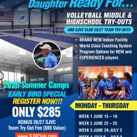 Volleyball Summer Camp Week 1 - Rising 5 & 6th Grades From 8 AM -12 PM on June 15-18, 26