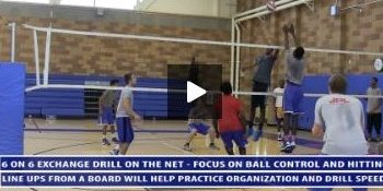 6 on 6 Exchange Drill on the Net at Uni High – Focus Ball Control and Controlled Hitting
