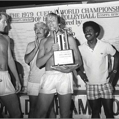 A Young Sinjin Smith and Karch Kiraly Winning on the Beach