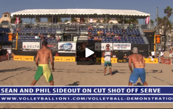 Demo 1 – Sean Rosenthal and Phil Dalhausser, Sideout on Cut Shot Off Serve, Sean Spiking
