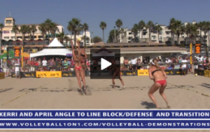 Kerri Walsh and April Ross - Line Block, Angle Defense with Volleyball Transition Hit, April Blocking