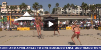 Kerri Walsh and April Ross – Line Block, Angle Defense with Volleyball Transition Hit, April Blocking