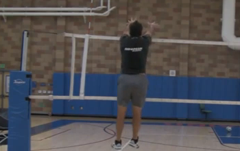 Left Side Volleyball Blocking Demo, Back View at 25 Percent Speed with Mike Diehl