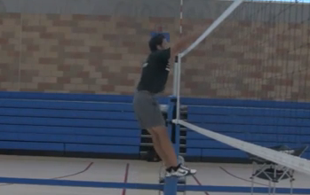 Left Side Volleyball Blocking Demo, Side View at 25 Percent Speed with Mike Diehl