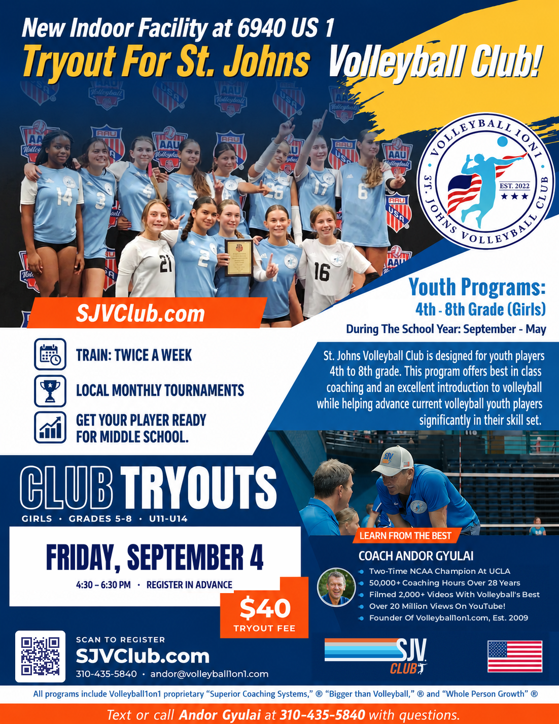 SJVC - Club Tryouts September 4th - 4:30 to 6:30 PM