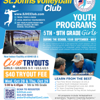 SJVC - Club Tryouts October 28th - 5:00 to 6:45 PM - 5th to 9th Grade