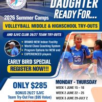 Volleyball Summer Camp Week 2 - Rising 7 & 8th Grades From 10 AM -2 PM on June 22-25, 2026