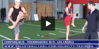 Thermogenic Warm Up – Jump Rope, Shallow Squat Knee Hug, Leg Cradle, Dynamic Quad Stretch,   – Velocity Workout 2 – Jump Day