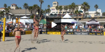 Volleyball Demonstration – Kerri Walsh and April Ross – Angle Block, Line Defense with April Blocking