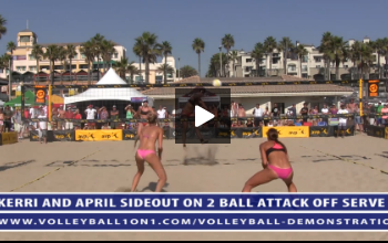 Volleyball Demonstration – Kerri Walsh and April Ross – Sideout Off Two Ball Attack Off Serve, April Spiking