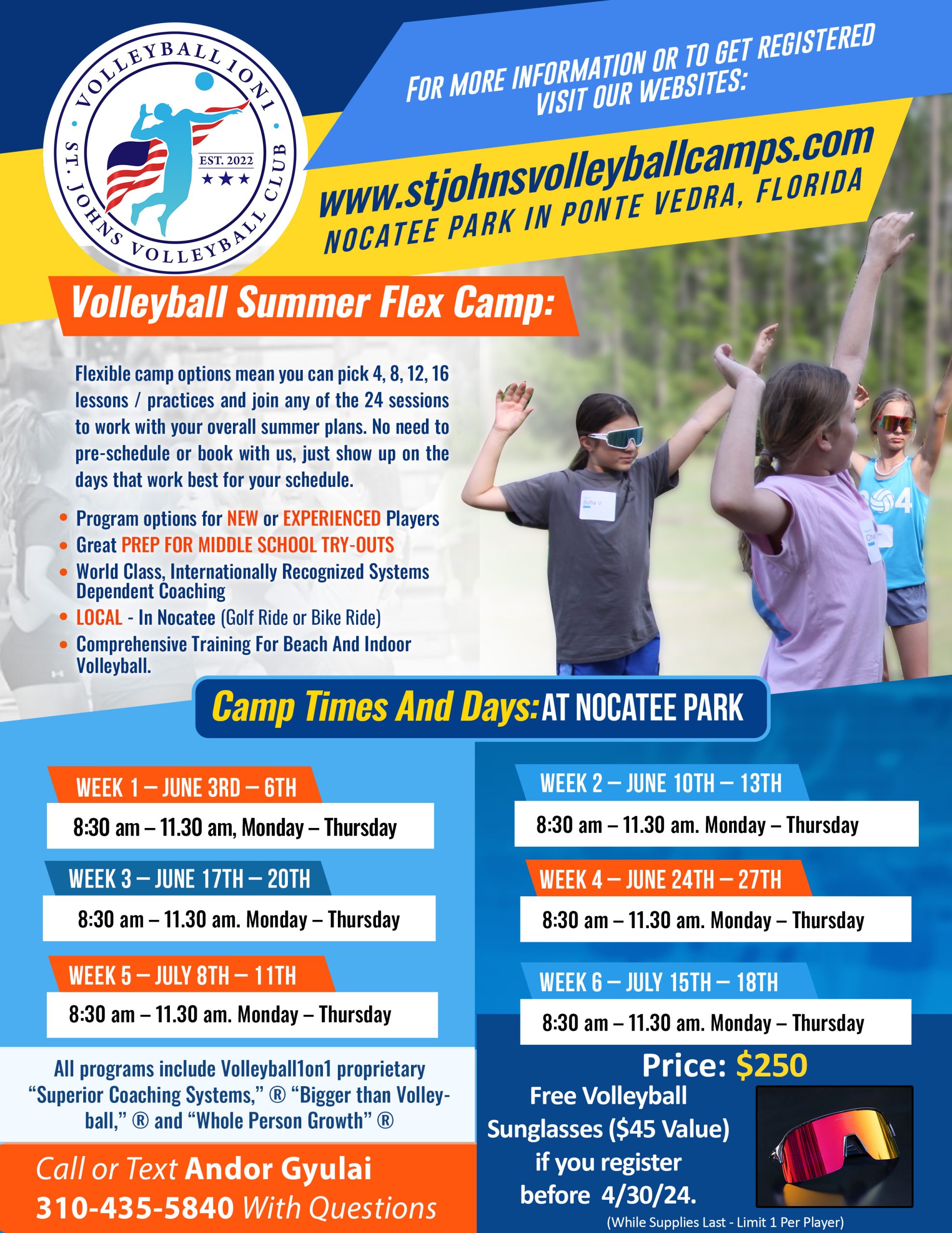 Volleyball Camp In Nocatee Ponte Vedra, Florida June / July 2024